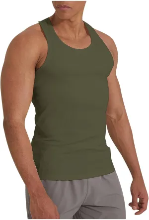 2025 Quick Dry Solid Color Tank Tops Men Sweat Wicking Muscle Shirts Stretchy Gym Wear for Jogging Outdoor Activities