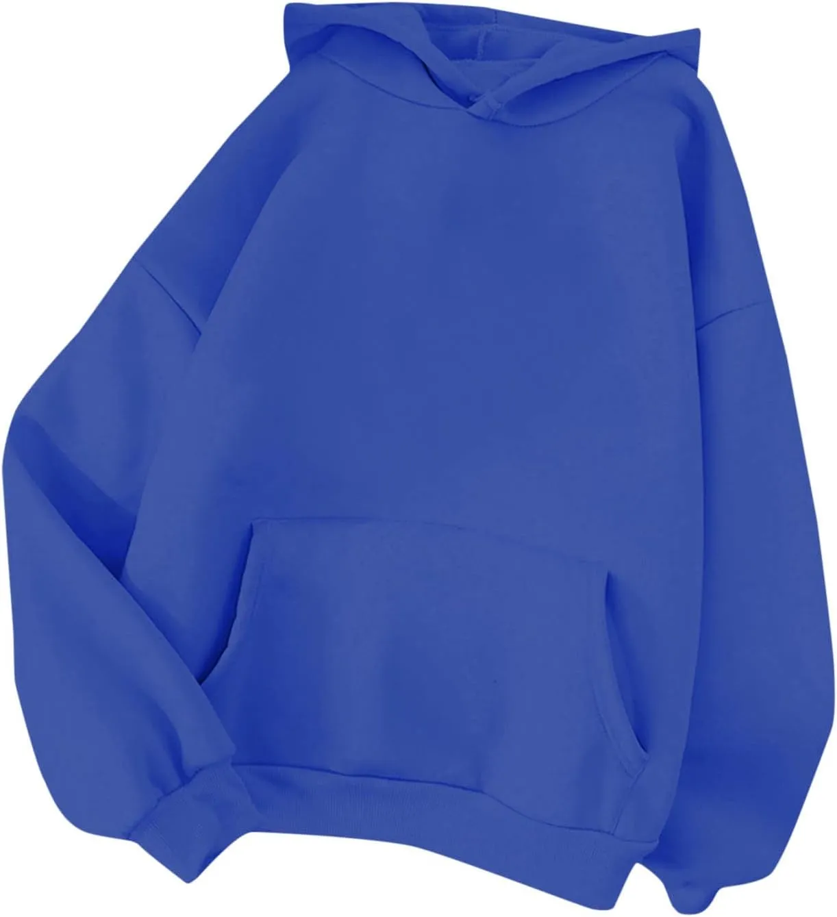 2PC Fleece Pullover Hoodie Soft Warm Sweatshirt Kangaroo Pocket Solid Casual Long Sleeve Fall Winter Loungewear
