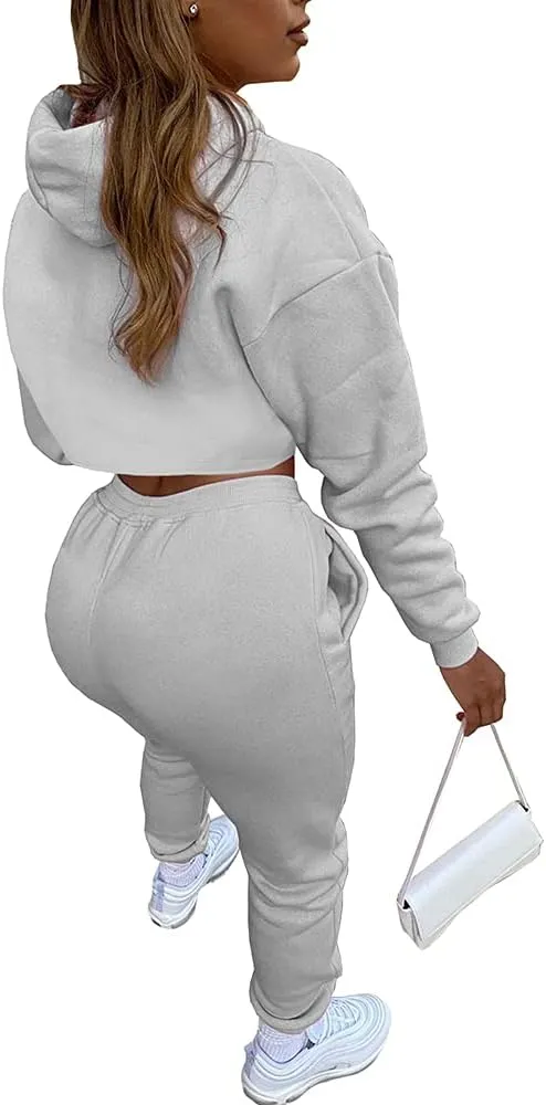 acelyn Womens Sexy 3 Piece Tracksuits Fall Long Sleeve Pullover Hoodie   Tank   Jogging Pants Outfits Sweatsuit Workout Sets