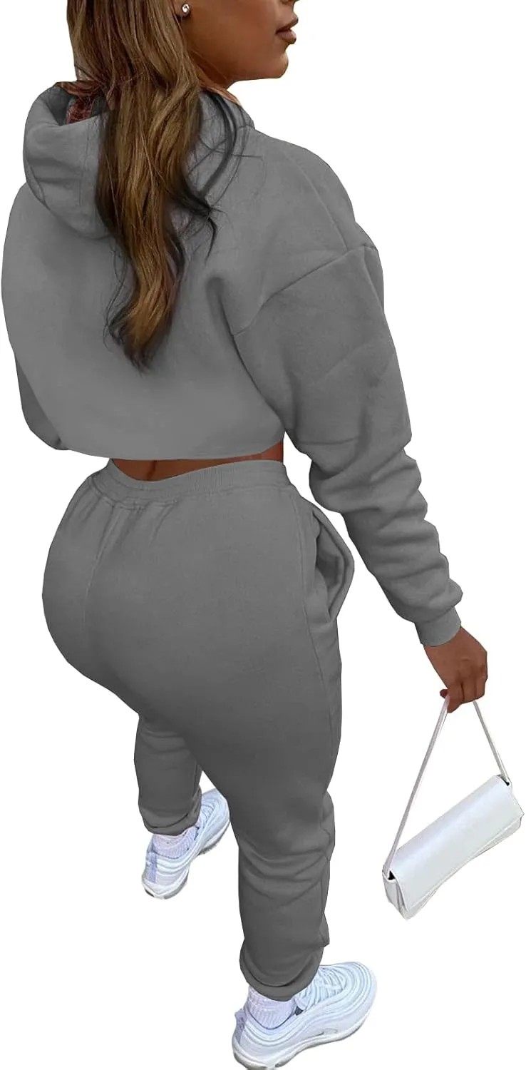 acelyn Womens Sexy 3 Piece Tracksuits Fall Long Sleeve Pullover Hoodie   Tank   Jogging Pants Outfits Sweatsuit Workout Sets