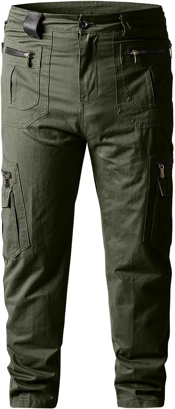 ADHOWBEW Men's Pants Relaxed Fit Work Cargo Pockets Outdoor Straight Pants