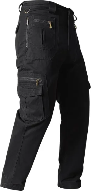 ADHOWBEW Men's Pants Relaxed Fit Work Cargo Pockets Outdoor Straight Pants