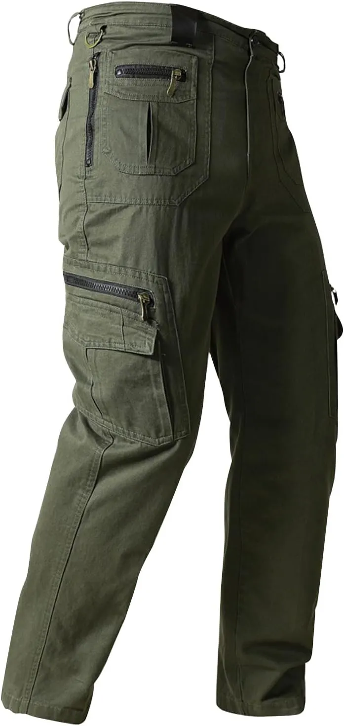 ADHOWBEW Men's Pants Relaxed Fit Work Cargo Pockets Outdoor Straight Pants