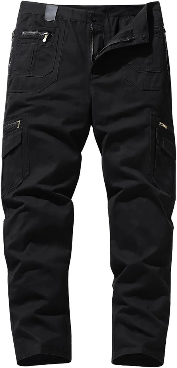 ADHOWBEW Men's Pants Relaxed Fit Work Cargo Pockets Outdoor Straight Pants