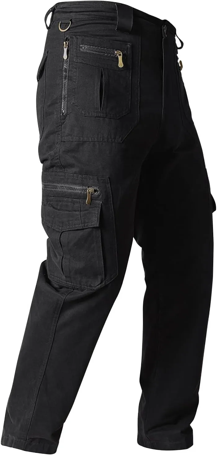 ADHOWBEW Men's Pants Relaxed Fit Work Cargo Pockets Outdoor Straight Pants