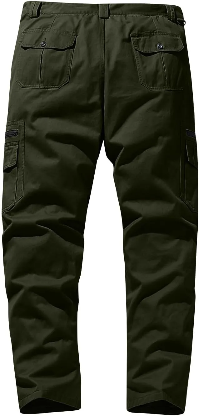 ADHOWBEW Men's Pants Relaxed Fit Work Cargo Pockets Outdoor Straight Pants