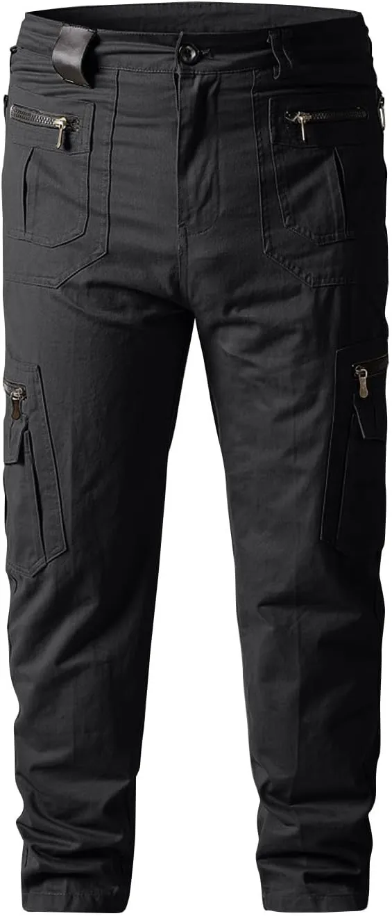 ADHOWBEW Men's Pants Relaxed Fit Work Cargo Pockets Outdoor Straight Pants