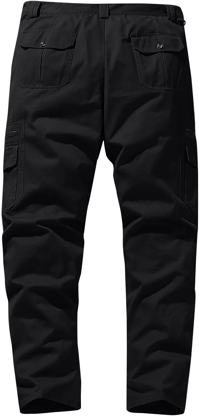 ADHOWBEW Men's Pants Relaxed Fit Work Cargo Pockets Outdoor Straight Pants