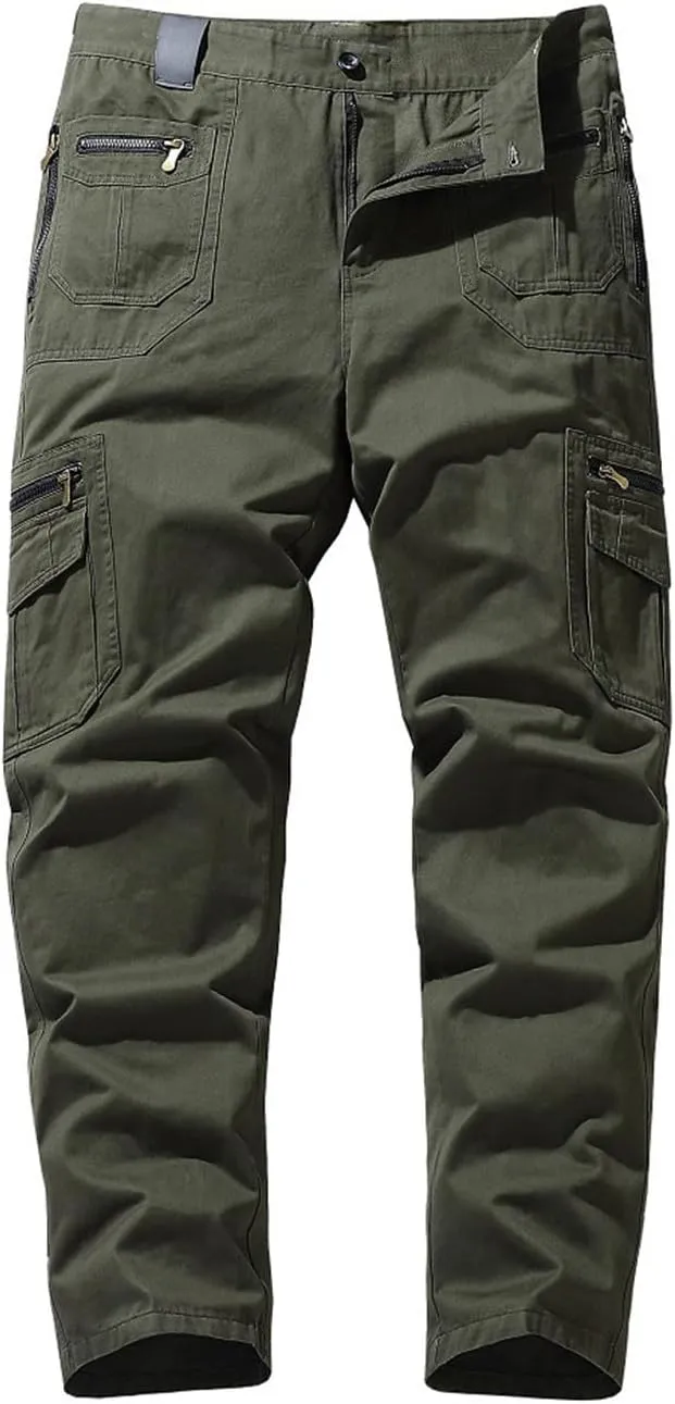 ADHOWBEW Men's Pants Relaxed Fit Work Cargo Pockets Outdoor Straight Pants