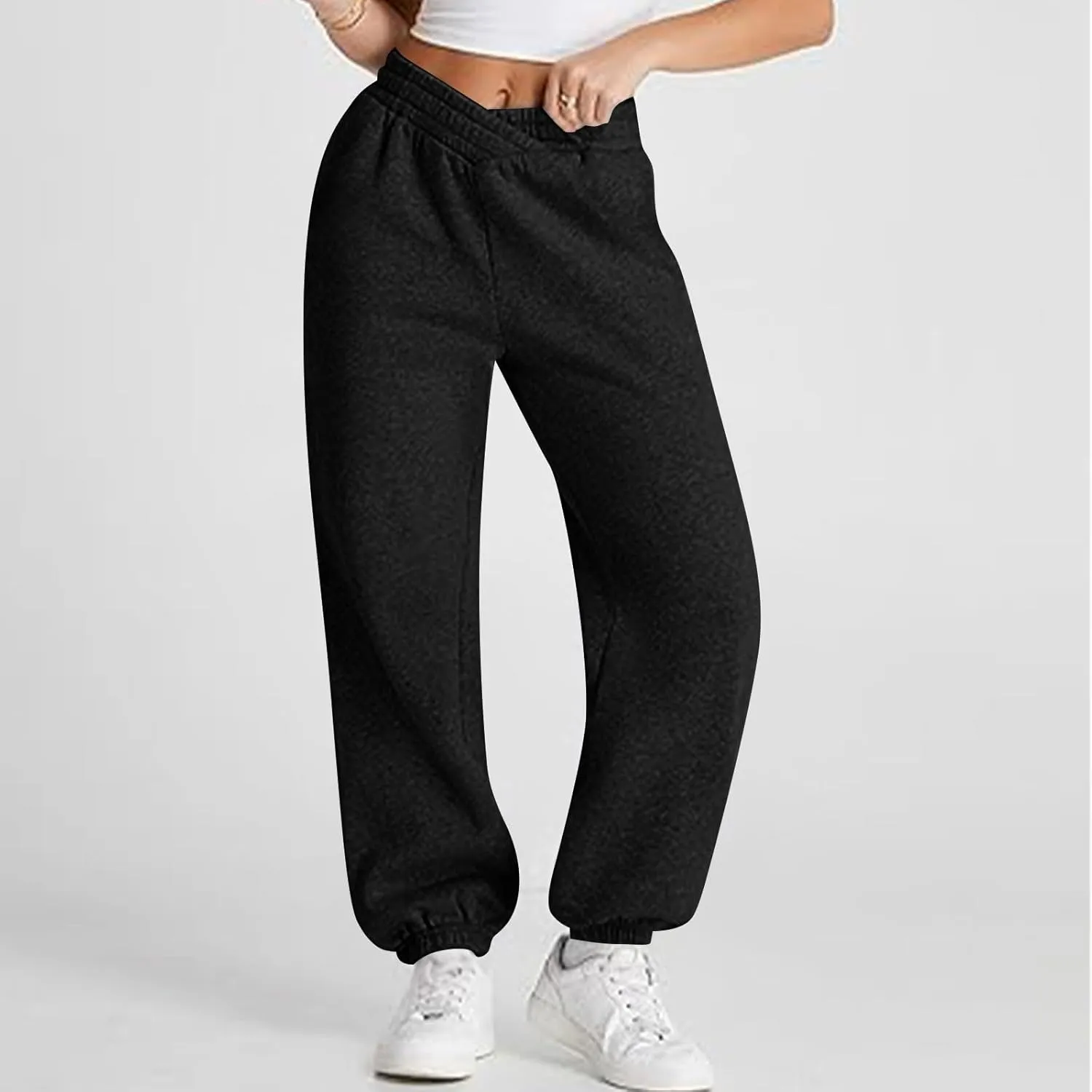 ADHOWBEW Women Sweatpants with Pockets Casual Low Rise Elastic Waisted Comfy Relaxed Fit Workout Joggers