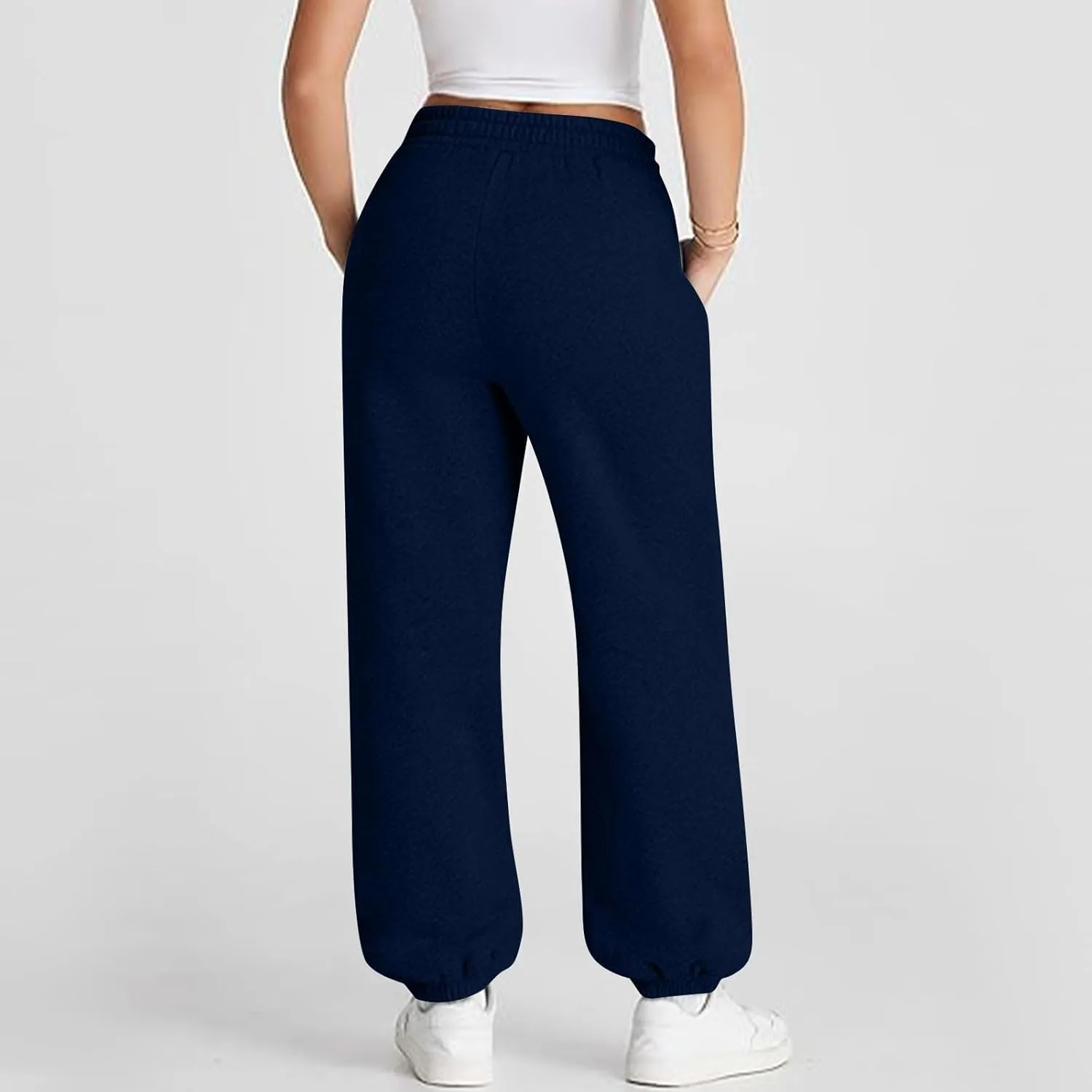 ADHOWBEW Women Sweatpants with Pockets Casual Low Rise Elastic Waisted Comfy Relaxed Fit Workout Joggers