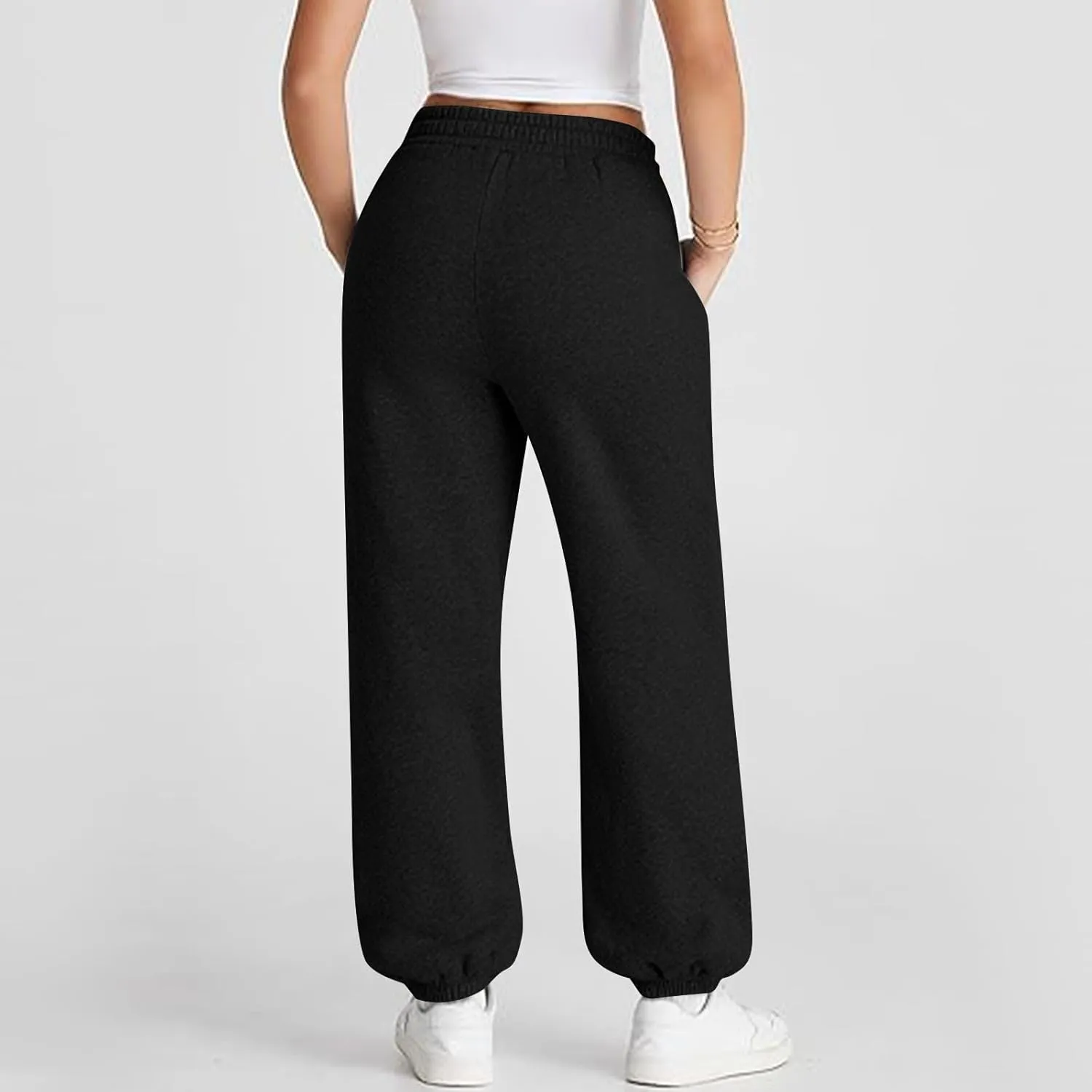 ADHOWBEW Women Sweatpants with Pockets Casual Low Rise Elastic Waisted Comfy Relaxed Fit Workout Joggers