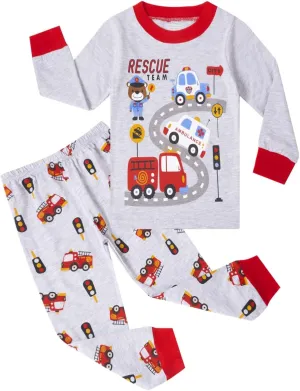 Akyzic Boys Planet Pajamas Sets 100% Cotton Pjs Toddler 2 Piece Long Sleeve Sleepwear Kids Clothes Sets Dinosaur Shirts