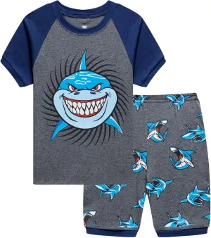 Akyzic Little Boys Pajamas 100% Cotton Pjs for Boys Toddler Monster Truck Sleepwear Short Sets Kids Summer Clothes 3-10T