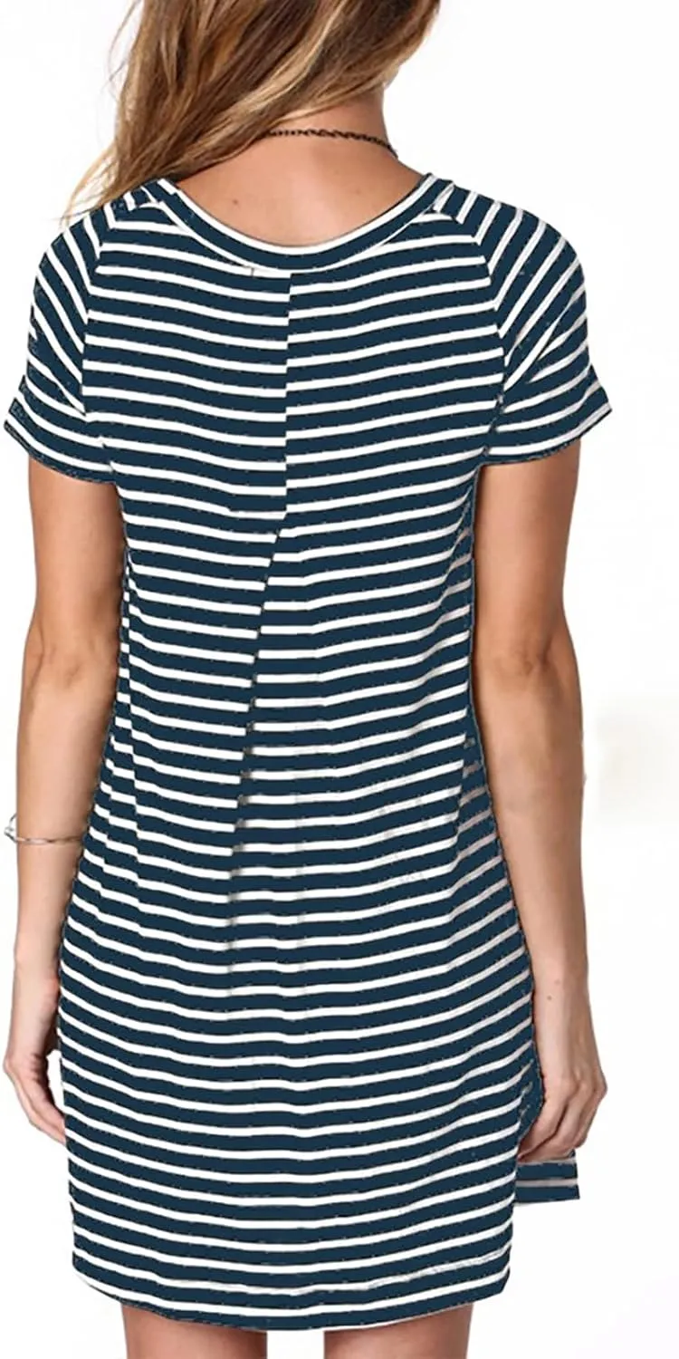 Alaster Women’s Casual Summer T Shirt Dress Loose Short Sleeve Tunic Dress with Pocket for Women
