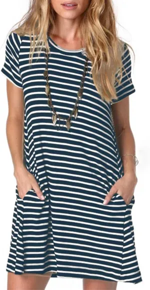 Alaster Women’s Casual Summer T Shirt Dress Loose Short Sleeve Tunic Dress with Pocket for Women