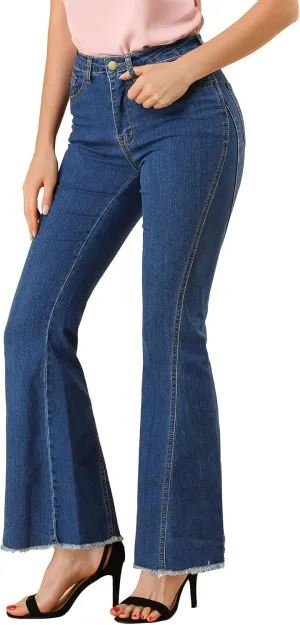 Allegra K Women's 70s Vintage Flare Jeans High Waist Stretch Denim Bell Bottoms Jeans