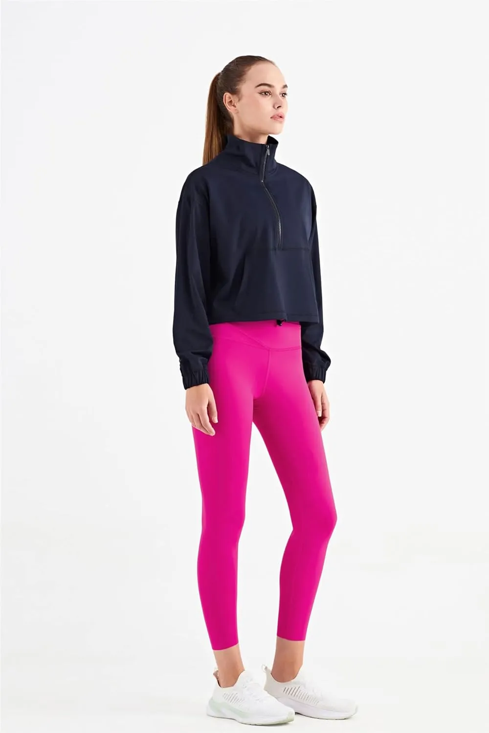 altiland Half Zip Pullover Cropped Jackets for Women Long Sleeve Workout Athletic Running Yoga Shirts