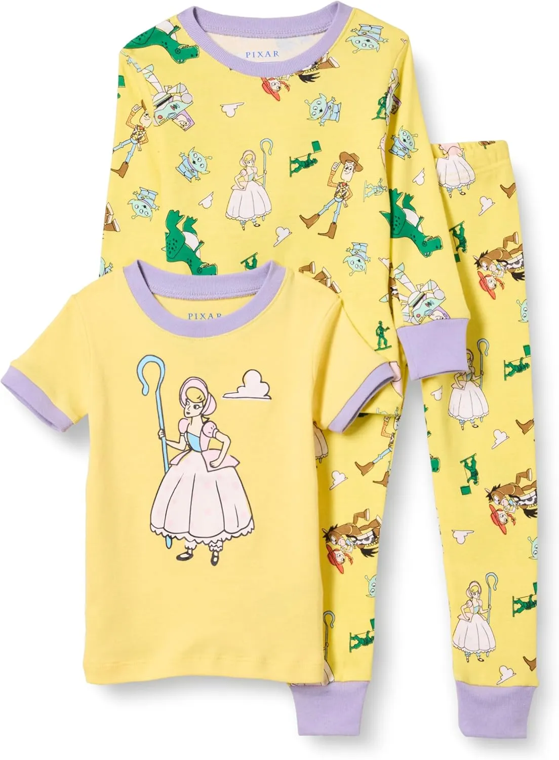 Amazon Essentials Disney | Marvel | Star Wars | Princess Girls and Toddlers' Snug-fit Cotton Pajamas, Pack of 3