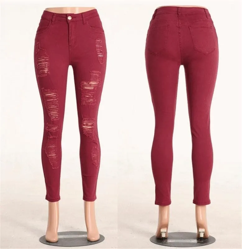 Andongnywell High Waisted Skinny Jeans for Women - Ripped,Distressed Jeans Stretchy Jegging Denim Pants