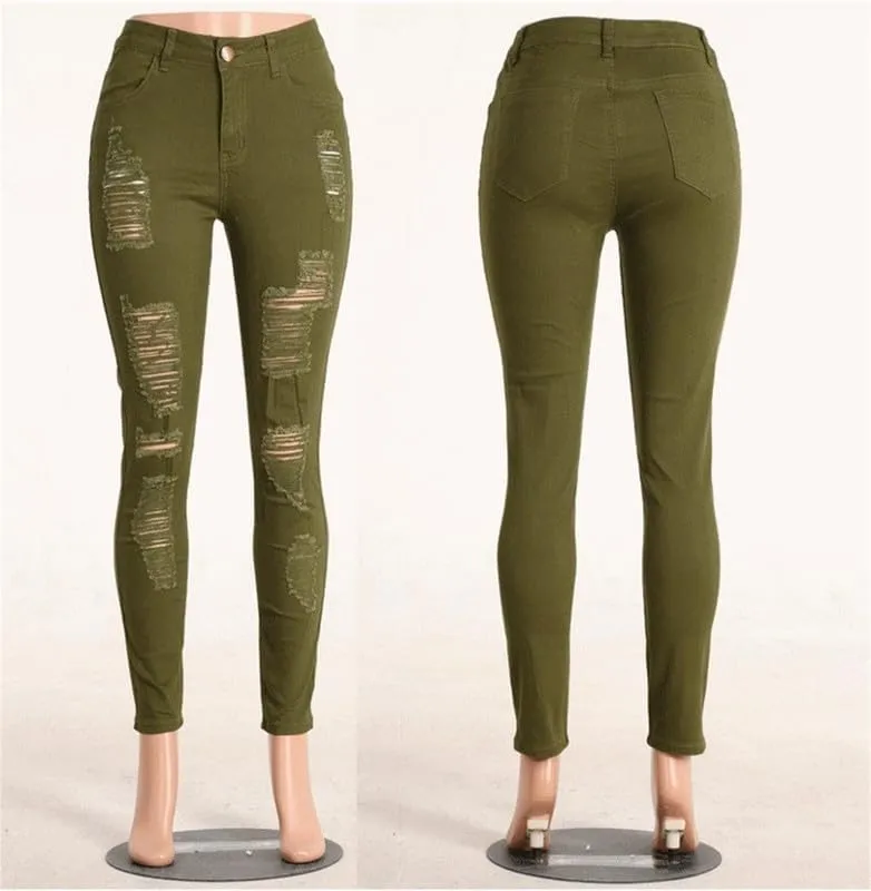 Andongnywell High Waisted Skinny Jeans for Women - Ripped,Distressed Jeans Stretchy Jegging Denim Pants