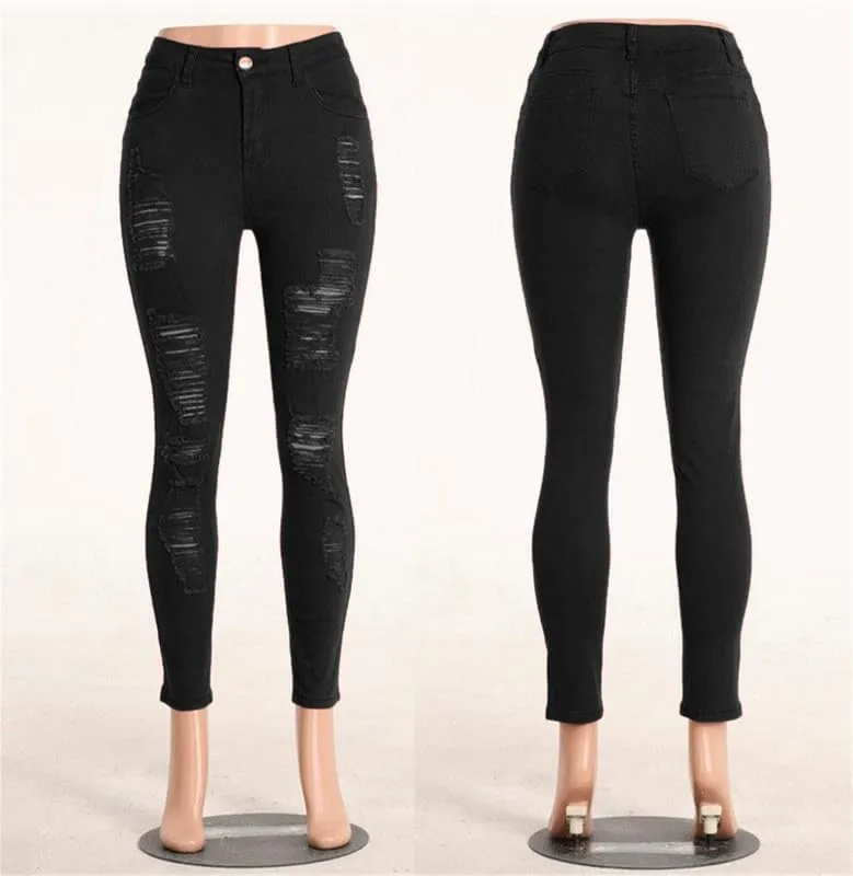 Andongnywell High Waisted Skinny Jeans for Women - Ripped,Distressed Jeans Stretchy Jegging Denim Pants