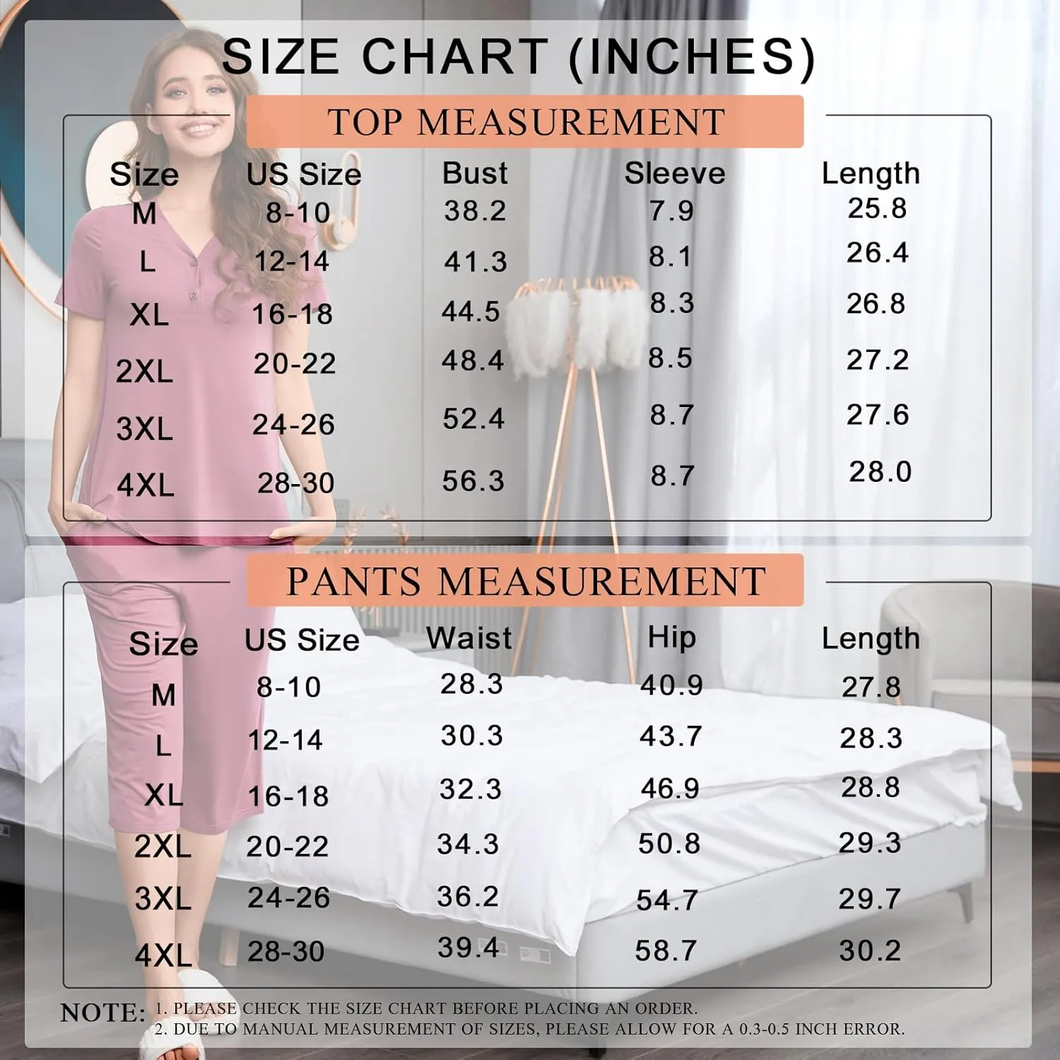 Anyally Women's Pajama Set Plus Size Short Sleeve Top and Pants 2 Piece Lounge Sets Summer Ladies Pjs Sets