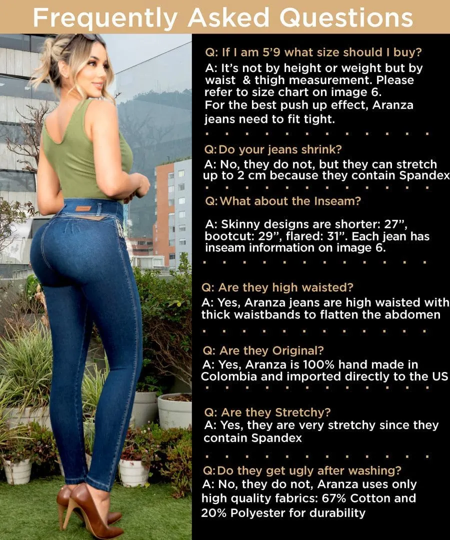 ARANZA High Waist Skinny Butt Lifting Jeans Colombian Stretch Jeans for Women