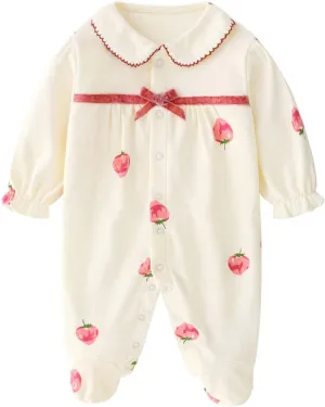 Baby One Piece Romper Soft Cotton Sleepwear Footed Jumpsuit for 0-12 Month Infant
