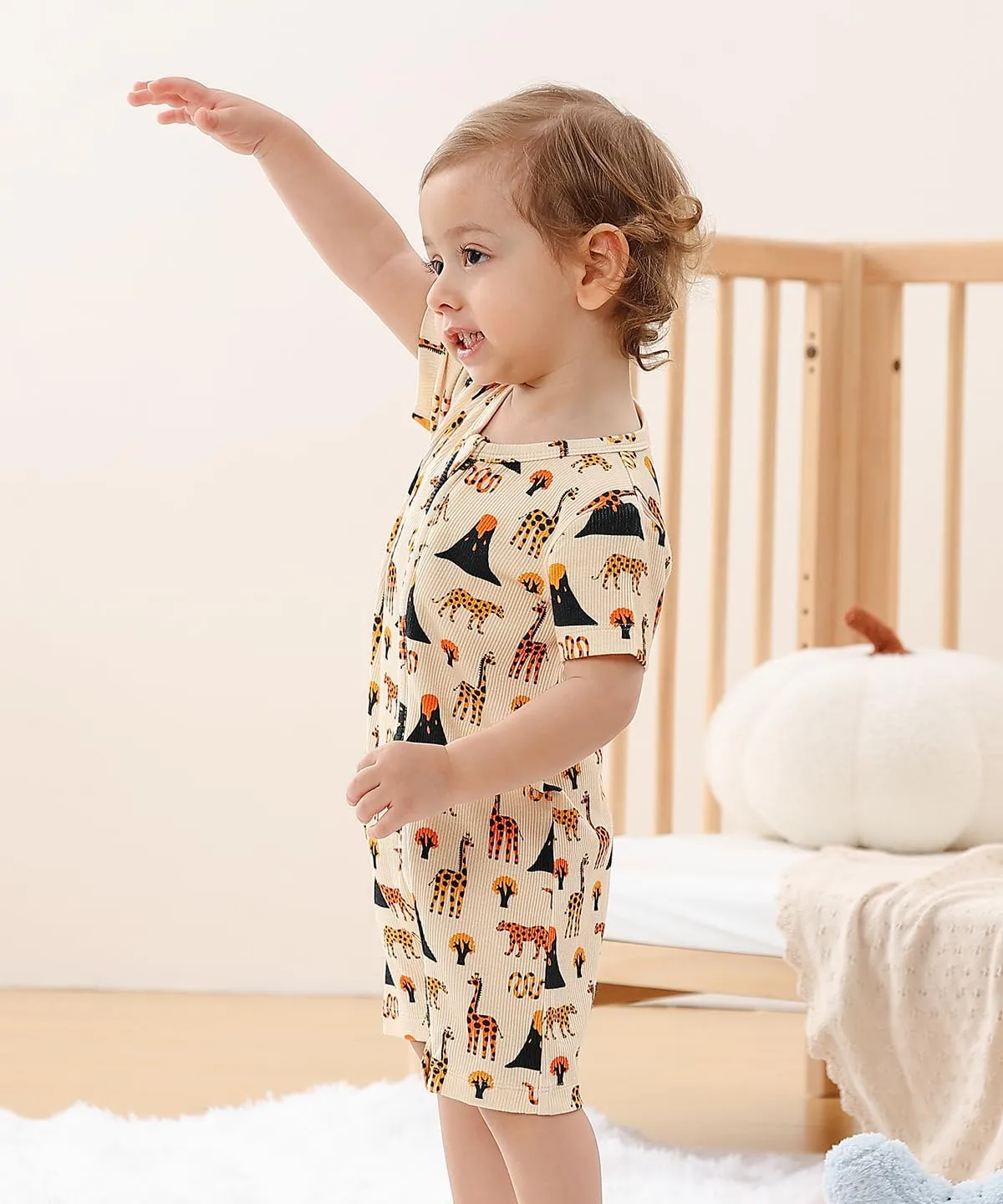 Bafeicao Baby 2 Pack Bamboo Viscose Sleeper Romper Soft Ribbed Short Sleeve 2 Way Zipper Summer Pajamas Clothes