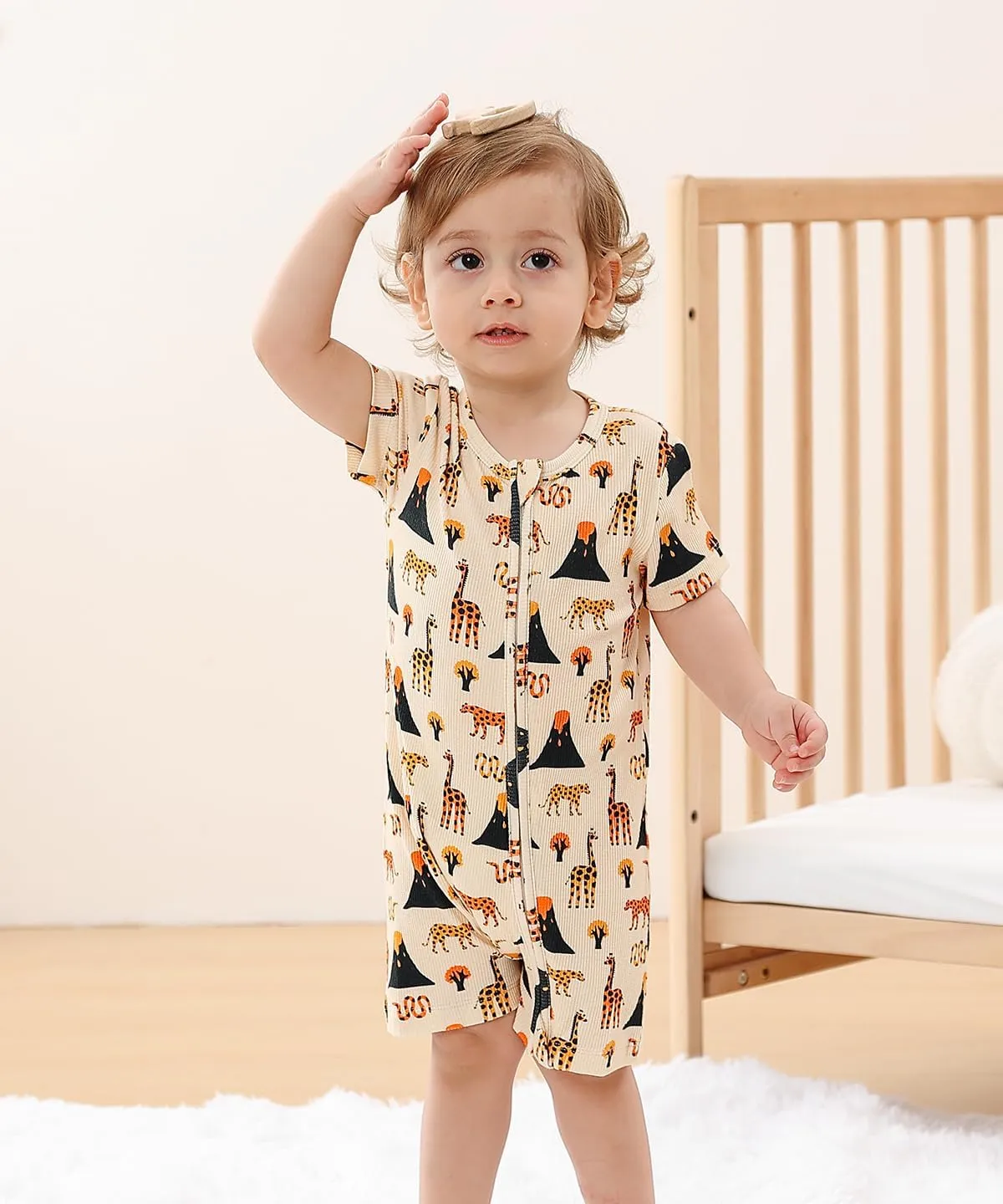 Bafeicao Baby 2 Pack Bamboo Viscose Sleeper Romper Soft Ribbed Short Sleeve 2 Way Zipper Summer Pajamas Clothes