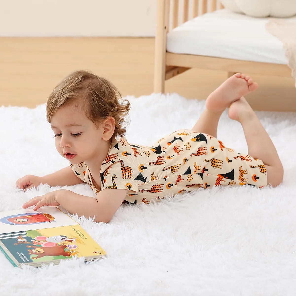 Bafeicao Baby 2 Pack Bamboo Viscose Sleeper Romper Soft Ribbed Short Sleeve 2 Way Zipper Summer Pajamas Clothes