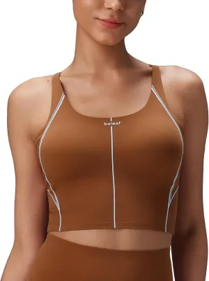 baleaf Freeleaf Broadway Womens Spaghetti Strap Dance Sports Bras, High Impact Crisscross Back, Padded Yoga Workout Tank Top