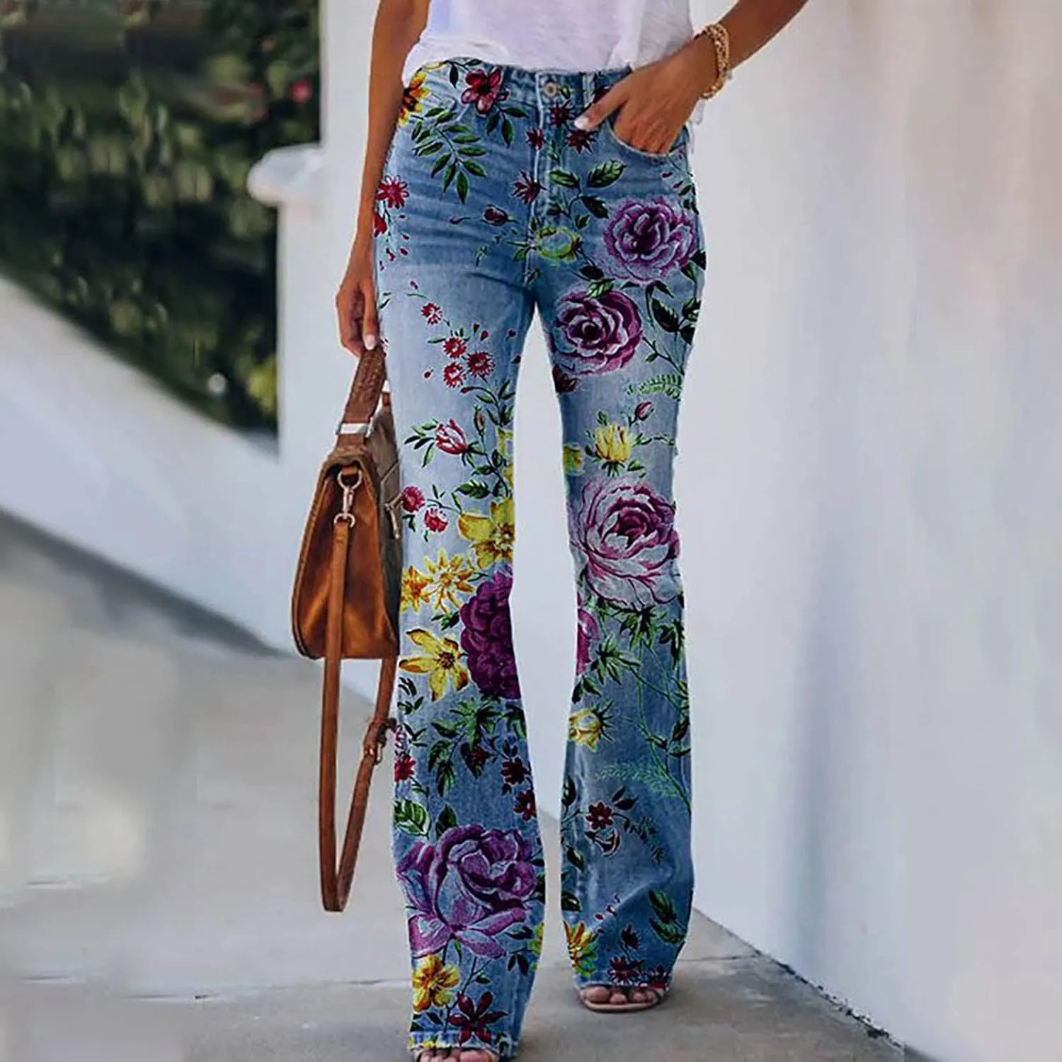 Bell Bottom Jeans High Waisted Stretch Flare Button Wide Leg Jeans Bootcut Y2k Denim Pants Trendy Vintage Jeans 2024