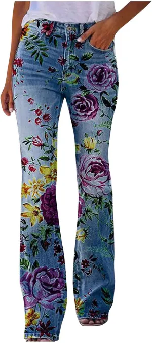 Bell Bottom Jeans High Waisted Stretch Flare Button Wide Leg Jeans Bootcut Y2k Denim Pants Trendy Vintage Jeans 2024