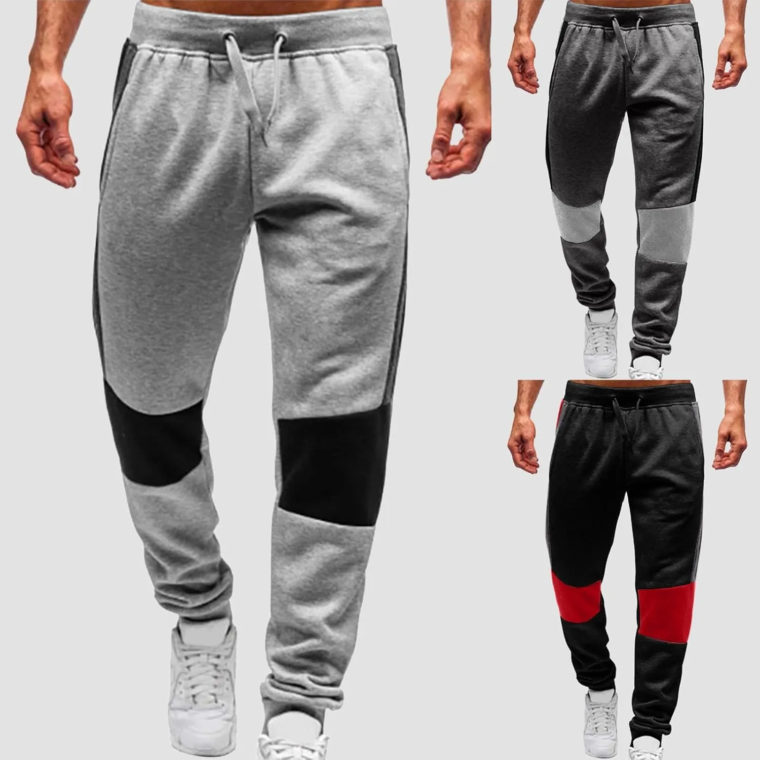 BIFUTON Joggers for Men,Mens Sweatpants with Pockets Color Matching Golf Pants for Men Relaxed Fit Lounge Pants Trousers
