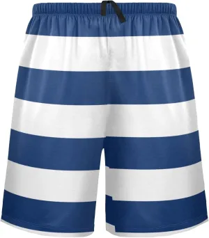 Blue And Red Horizontal Stripe Fashion Striped Pattern Men's Pajama Pants Shorts Sleepwear Lounge Pajama Bottoms