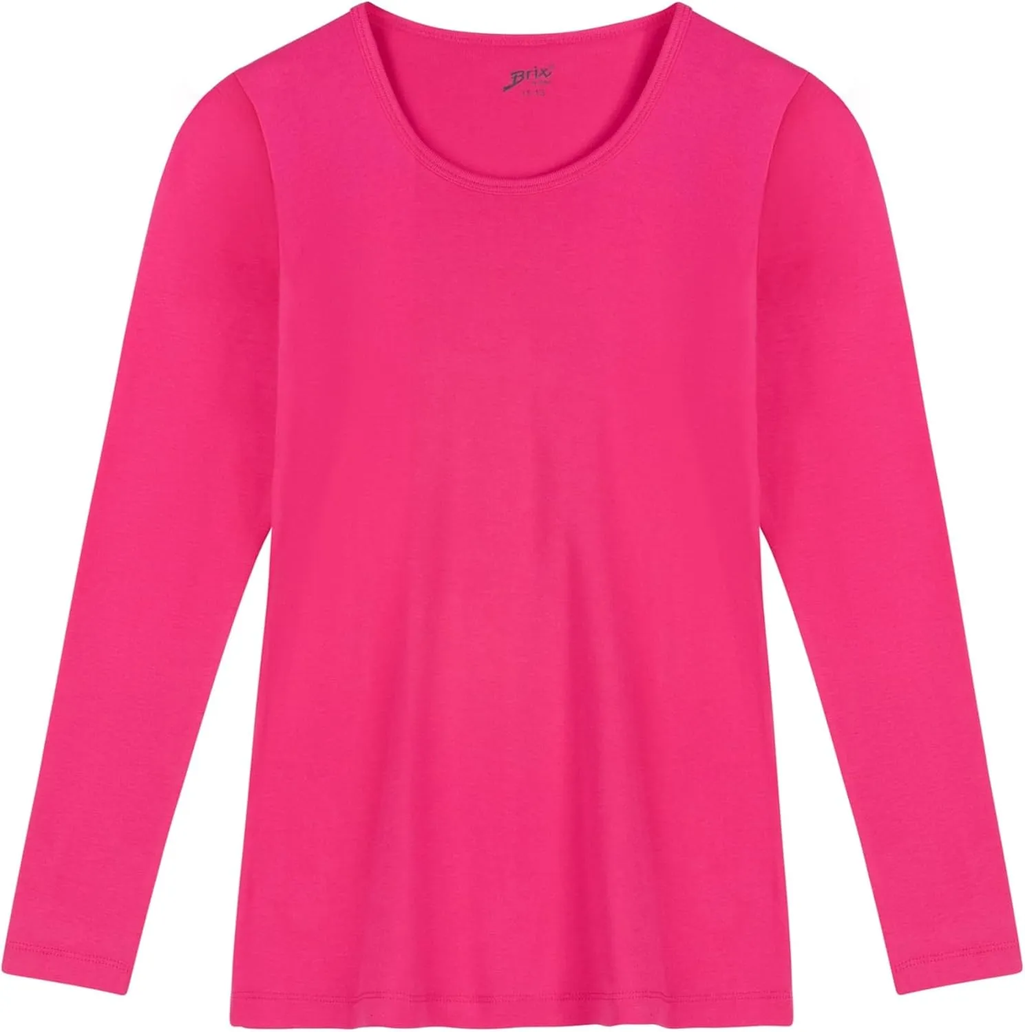 Brix Girls' Long Sleeve Tees - 100% Cotton Tagless 4 -Pack Crew Neck Super Soft Cotton T Shirts.