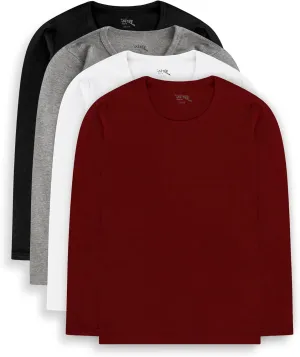 Brix Girls' Long Sleeve Tees - 100% Cotton Tagless 4 -Pack Crew Neck Super Soft Cotton T Shirts.