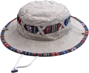 Bucket Hat for Men and Women, Wide Brim Floral Adjustable UV Protection Fishing Washed Sun Hats, Cowboy Hat