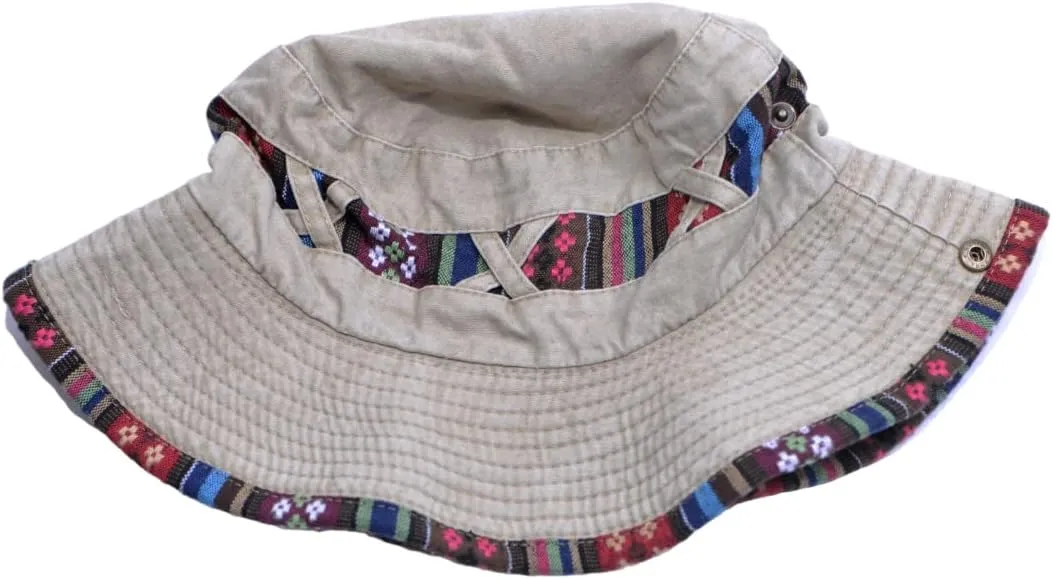 Bucket Hat for Men and Women, Wide Brim Floral Adjustable UV Protection Fishing Washed Sun Hats, Cowboy Hat