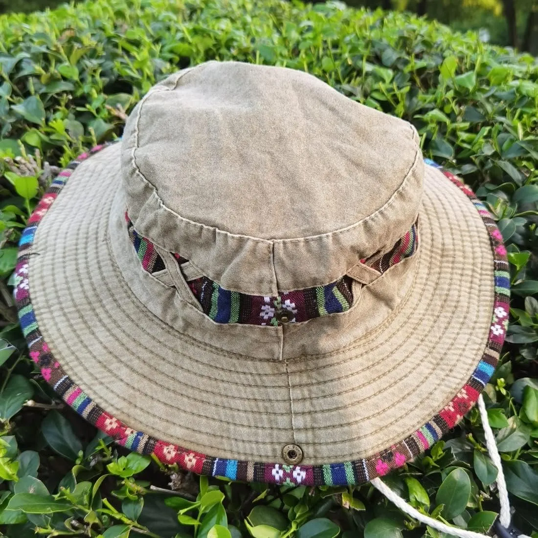 Bucket Hat for Men and Women, Wide Brim Floral Adjustable UV Protection Fishing Washed Sun Hats, Cowboy Hat