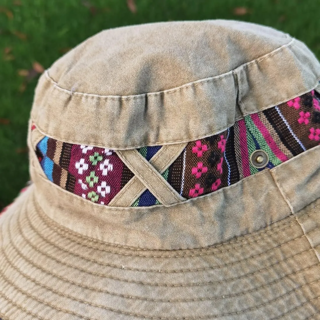 Bucket Hat for Men and Women, Wide Brim Floral Adjustable UV Protection Fishing Washed Sun Hats, Cowboy Hat
