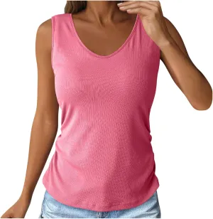 Built in Bra Tank Tops for Women Workout Casual Sleeveless Top Slim Fit V Neck Gym Cami Clothes 2025
