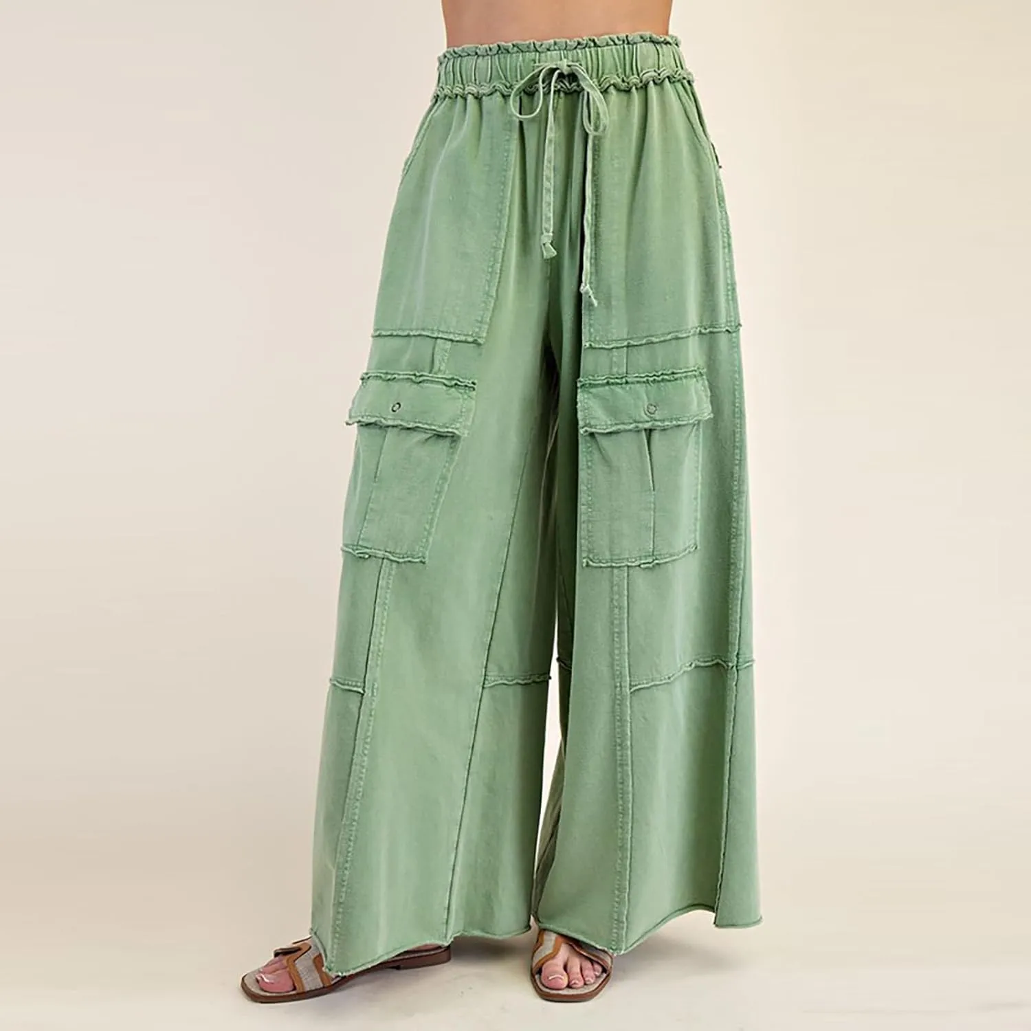 Cargo Jeans for Women Loose Fit High Waisted Wide Leg Jeans Lightweight Flowy Palazzo Pants with Pockets