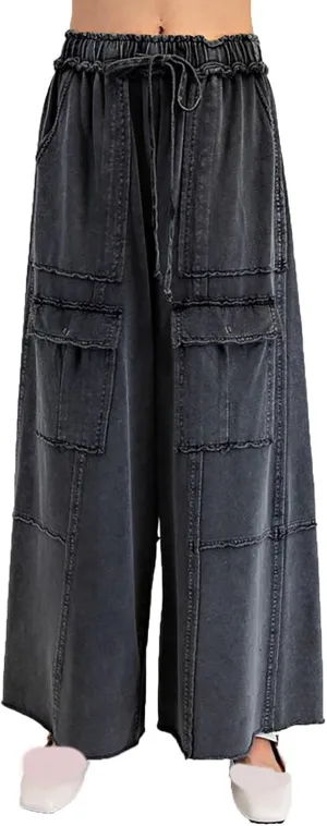 Cargo Jeans for Women Loose Fit High Waisted Wide Leg Jeans Lightweight Flowy Palazzo Pants with Pockets