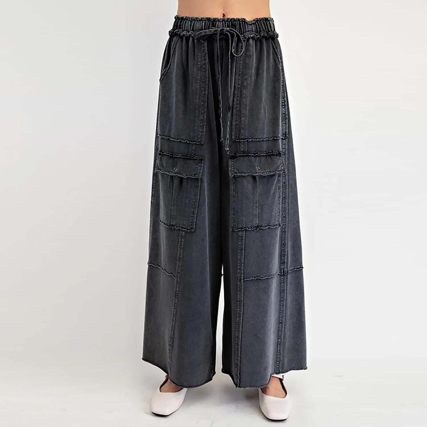 Cargo Jeans for Women Loose Fit High Waisted Wide Leg Jeans Lightweight Flowy Palazzo Pants with Pockets