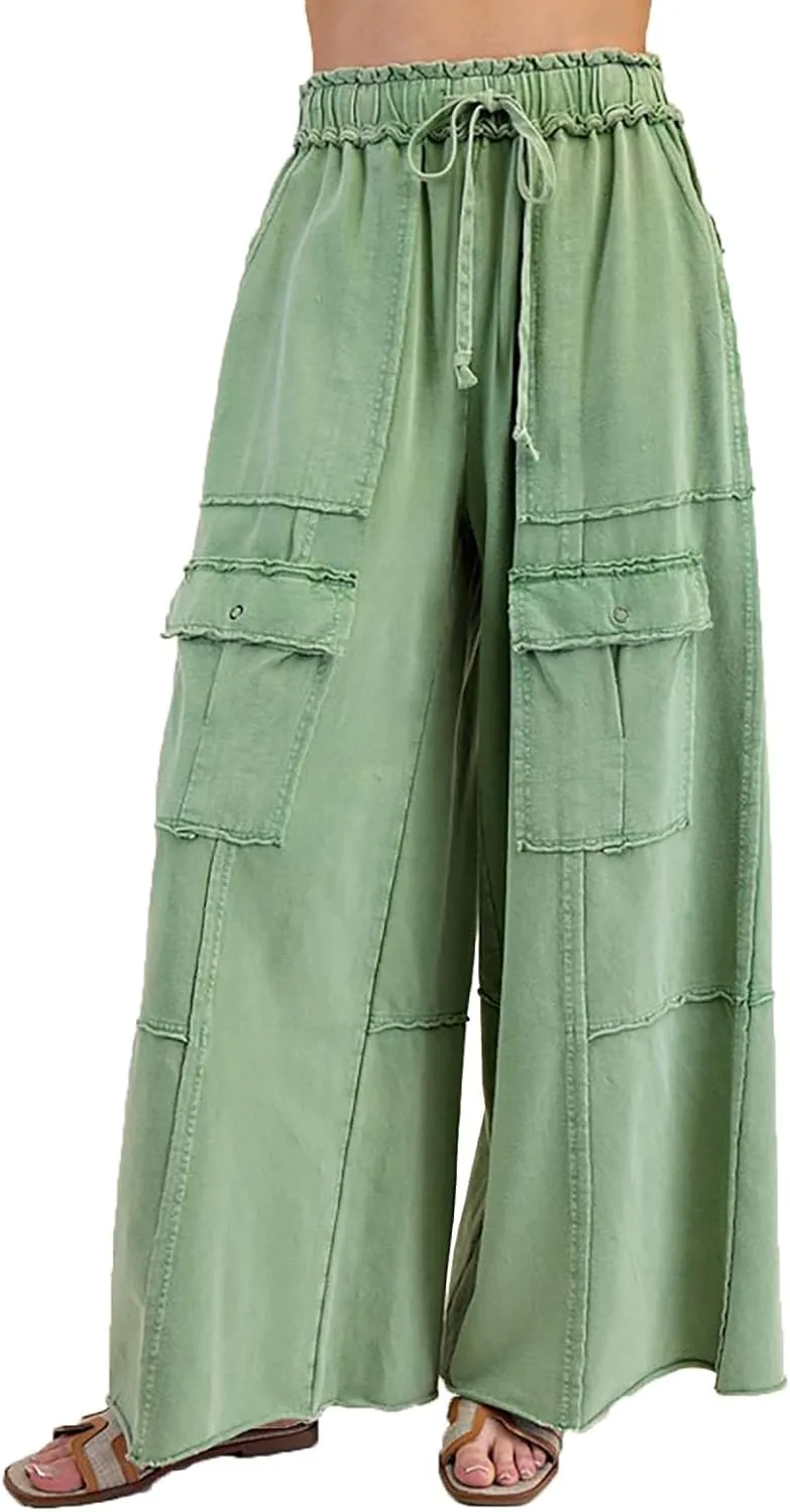 Cargo Jeans for Women Loose Fit High Waisted Wide Leg Jeans Lightweight Flowy Palazzo Pants with Pockets