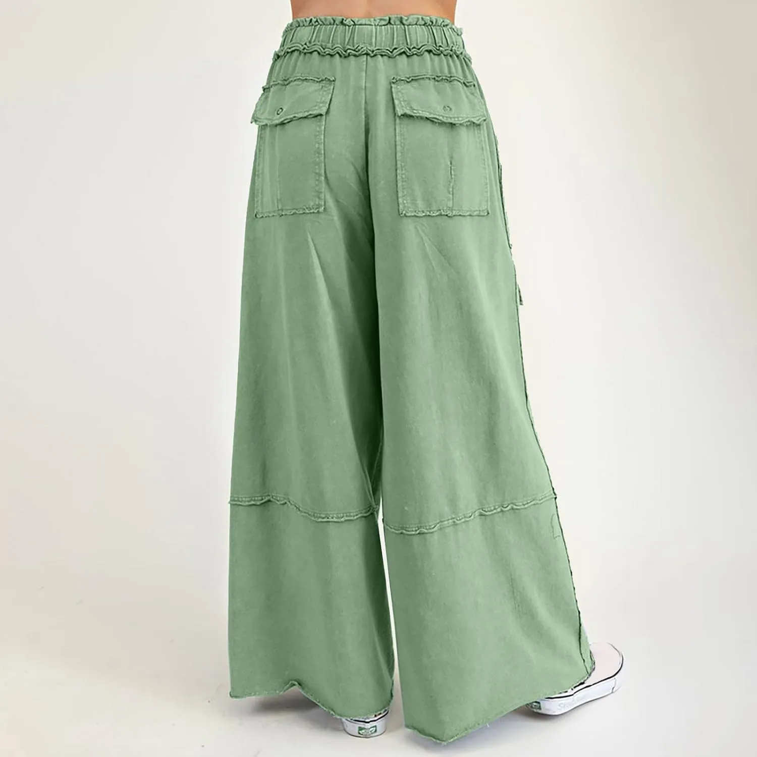 Cargo Jeans for Women Loose Fit High Waisted Wide Leg Jeans Lightweight Flowy Palazzo Pants with Pockets