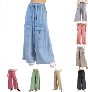 Cargo Jeans for Women Loose Fit High Waisted Wide Leg Jeans Lightweight Flowy Palazzo Pants with Pockets